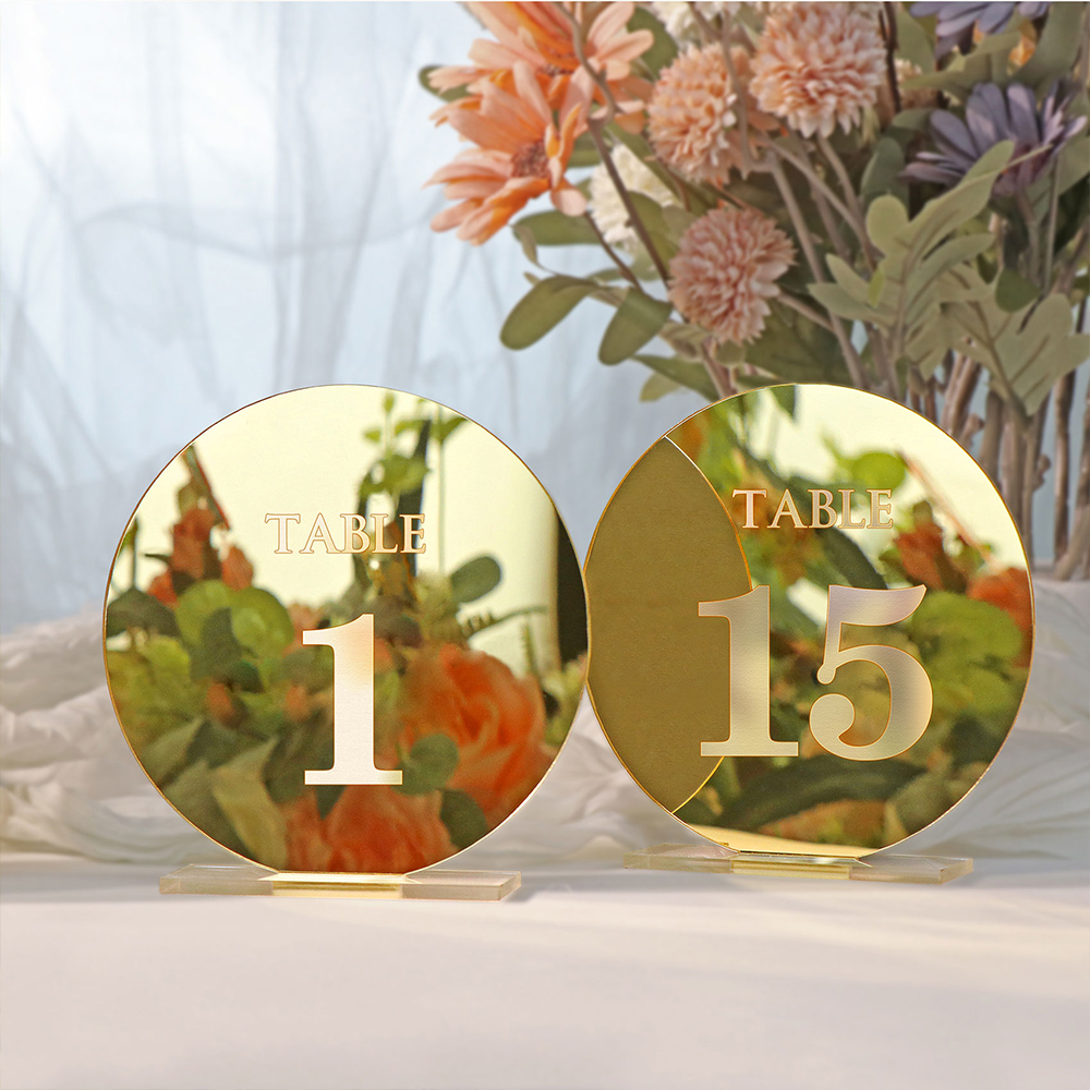 Table Number Gold - Tanda nomor meja pernikahan akrilik tanda